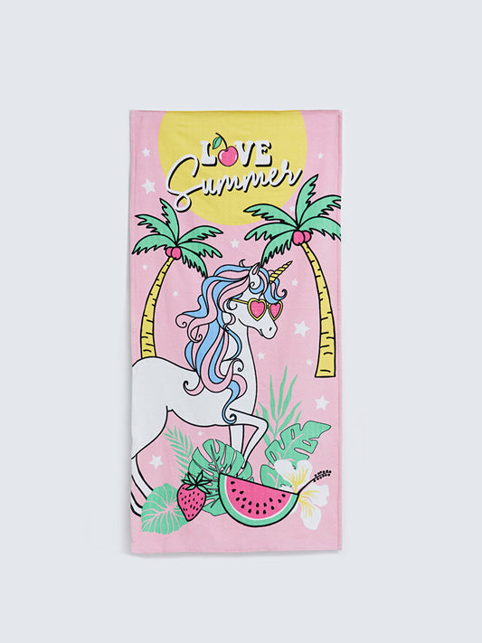 Printed Girls' Velvet Beach Towel