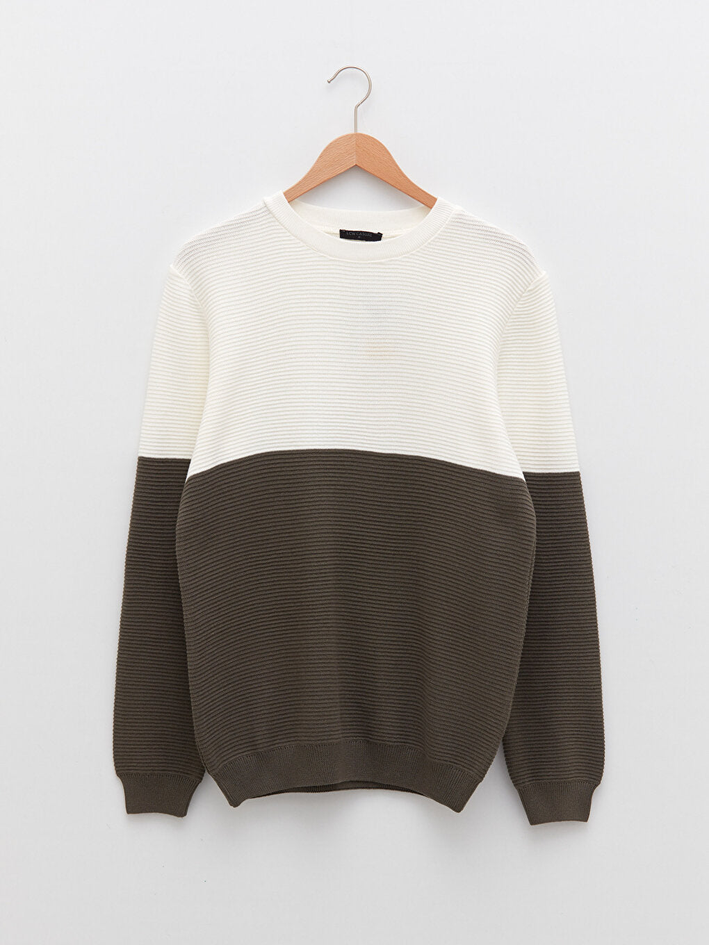 Crew Neck Long Sleeve Color Block Men's Knitwear Sweater