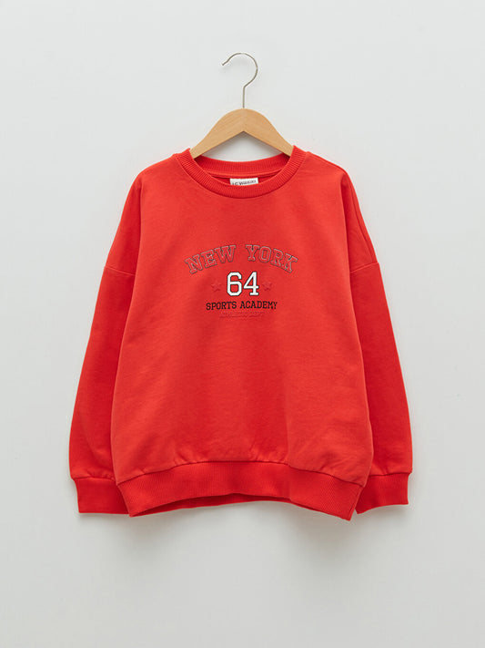 Crew Neck Printed Long Sleeve Girl's Sweatshirt