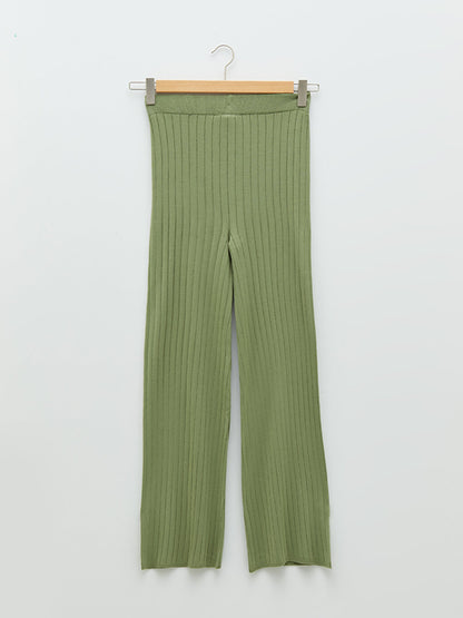 Women's Elastic Waist Plain Knitwear Trousers