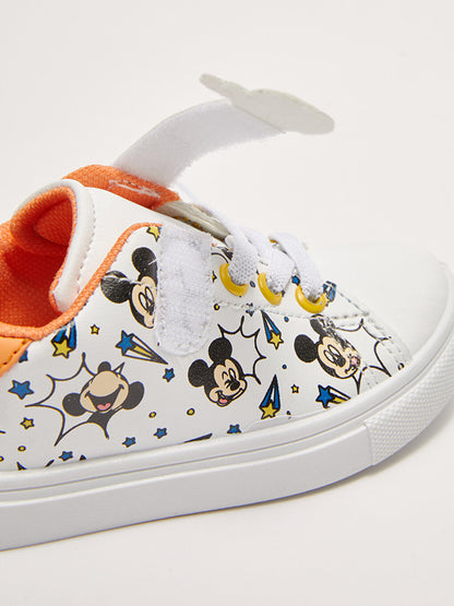 Mickey Mouse Licensed Baby Boy Sneakers with Laces and Velcro