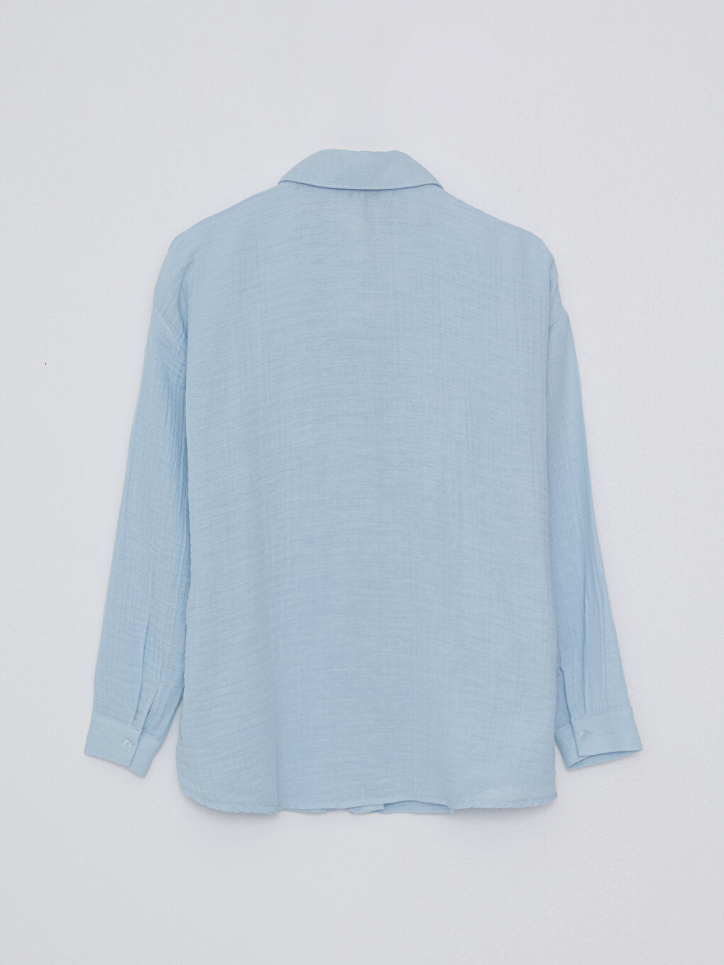 Front Button Closure Plain Long Sleeve Women's Shirt