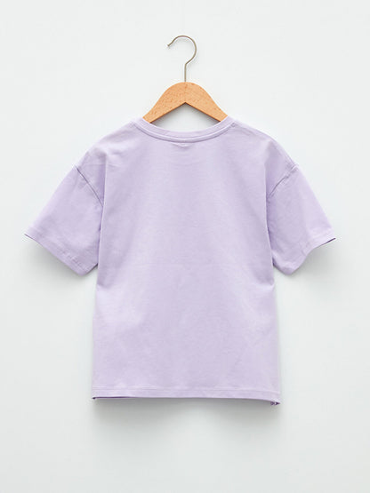 Crew Neck Printed Short Sleeve Cotton Girls' T-Shirt