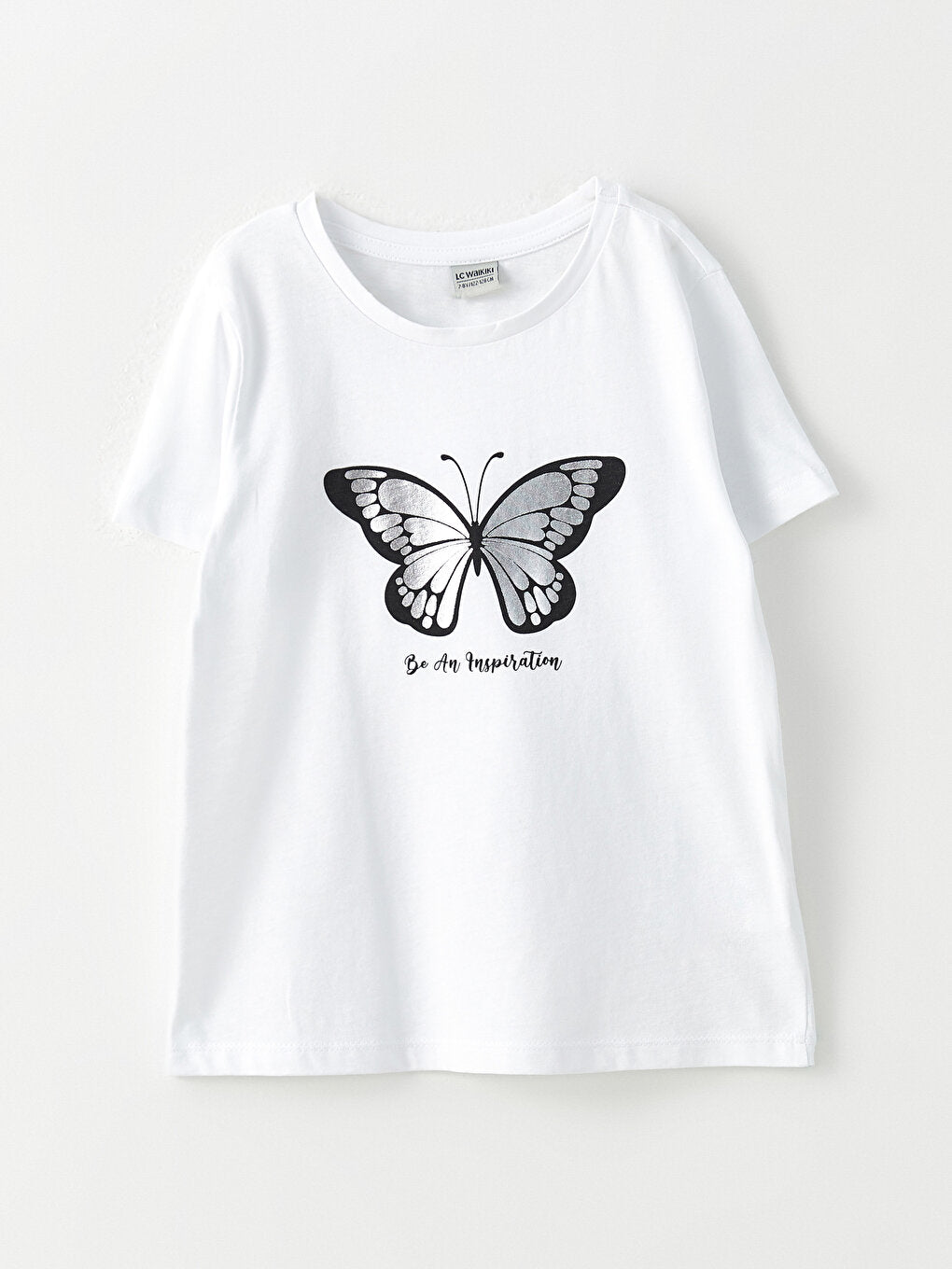 Crew Neck Printed Short Sleeve Cotton Girls' T-Shirt