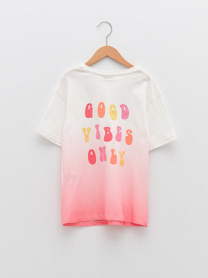 Crew Neck Printed Short Sleeve Girls' T-Shirt and Shorts