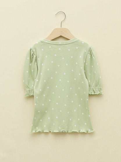 Crew Neck Printed Short Sleeve Organic Cotton Girls' T-Shirt