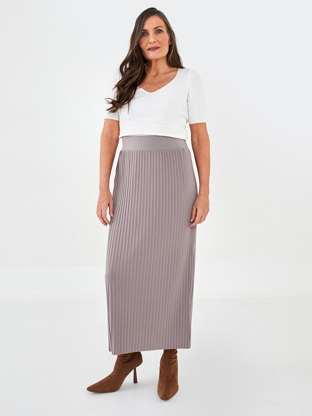 Women's Elastic Waist Straight Flared Skirt