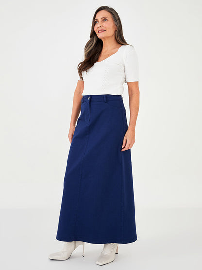 Standard Fit Plain Pocket Detailed Women's Gabardine Women's Skirt