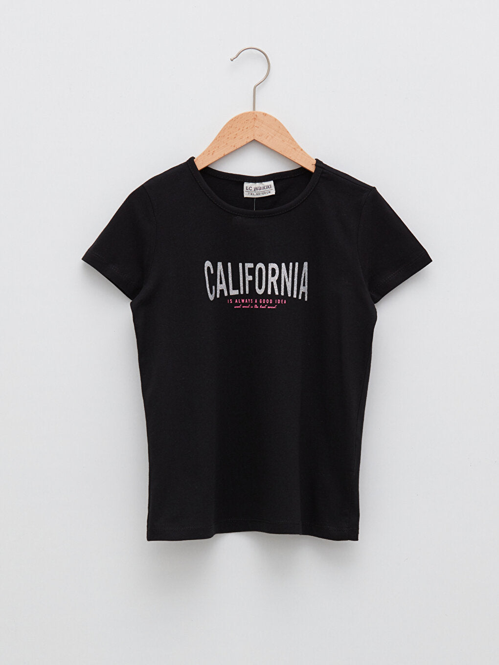 Crew Neck Printed Short Sleeve Girls' T-Shirt