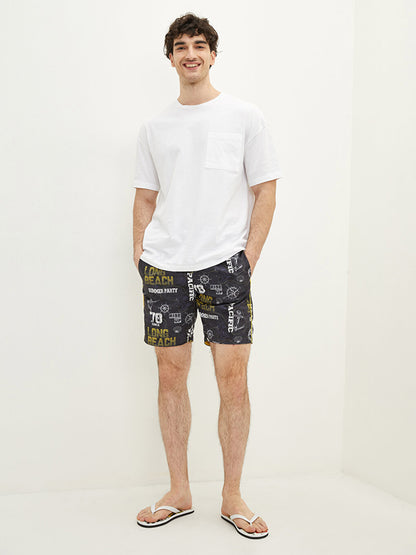 Knee-Length Patterned Men's Swim Shorts