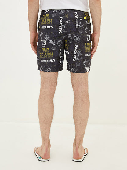 Knee-Length Patterned Men's Swim Shorts