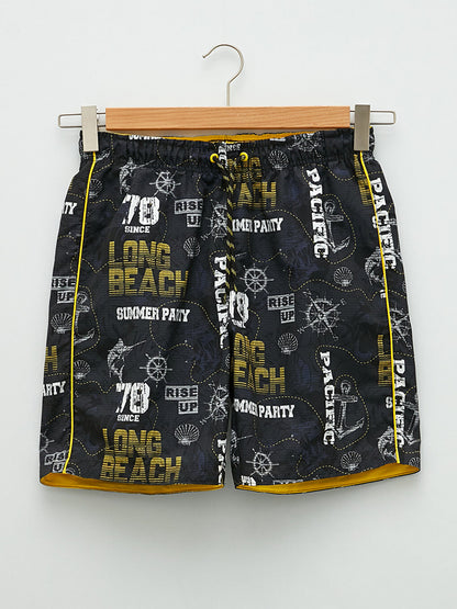 Knee-Length Patterned Men's Swim Shorts