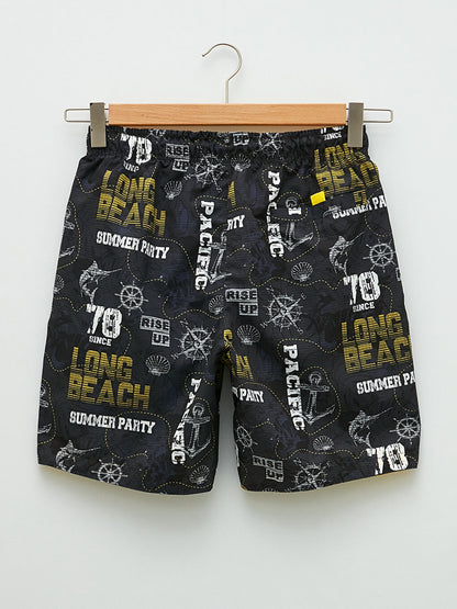 Knee-Length Patterned Men's Swim Shorts