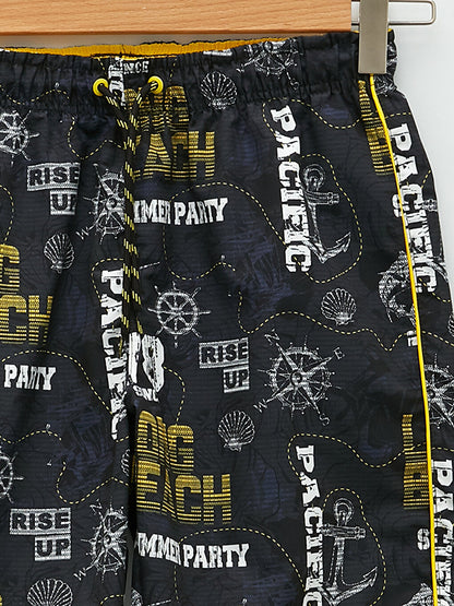 Knee-Length Patterned Men's Swim Shorts