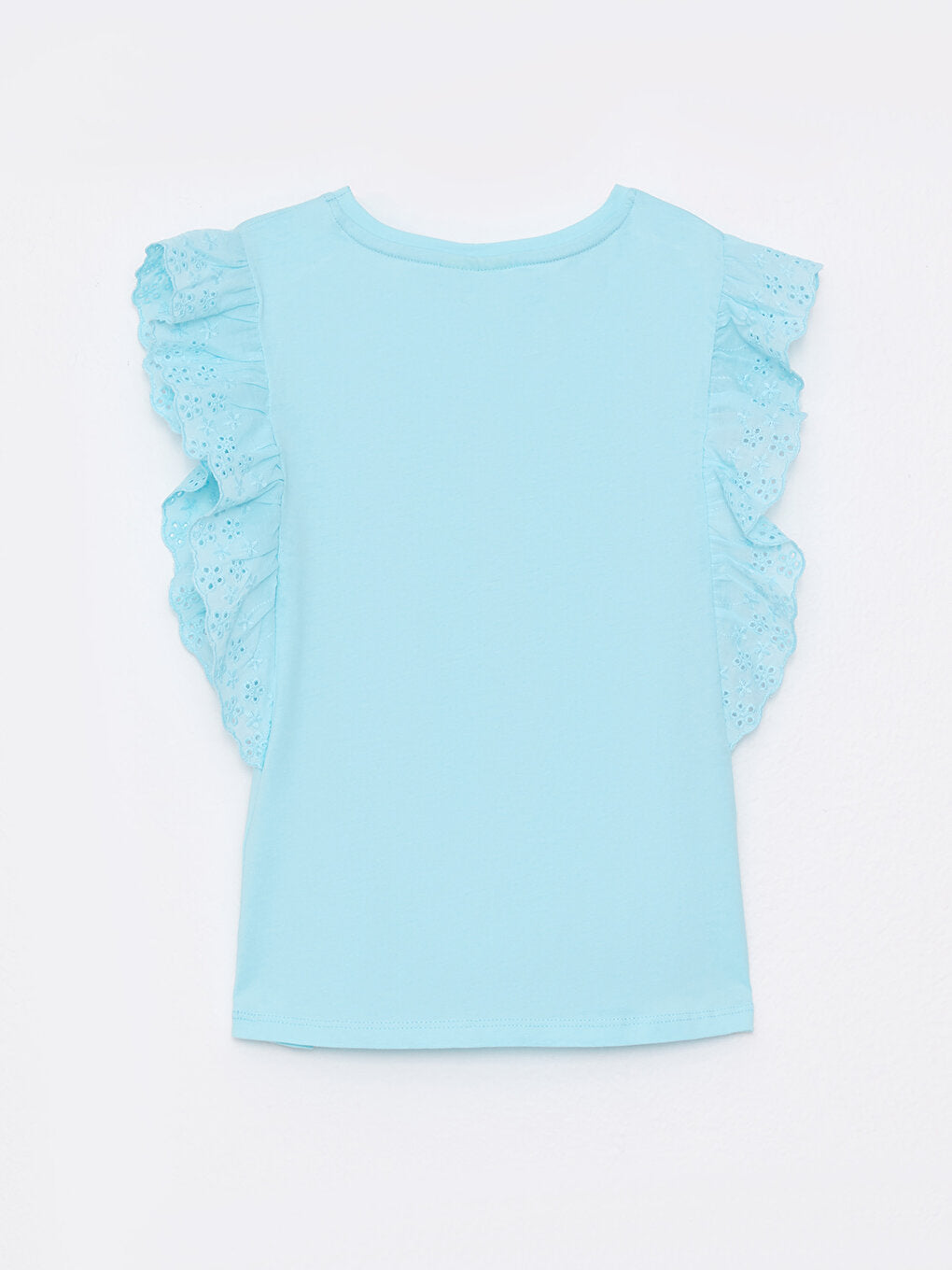 Crew Neck Basic Short Sleeve Girl's Blouse