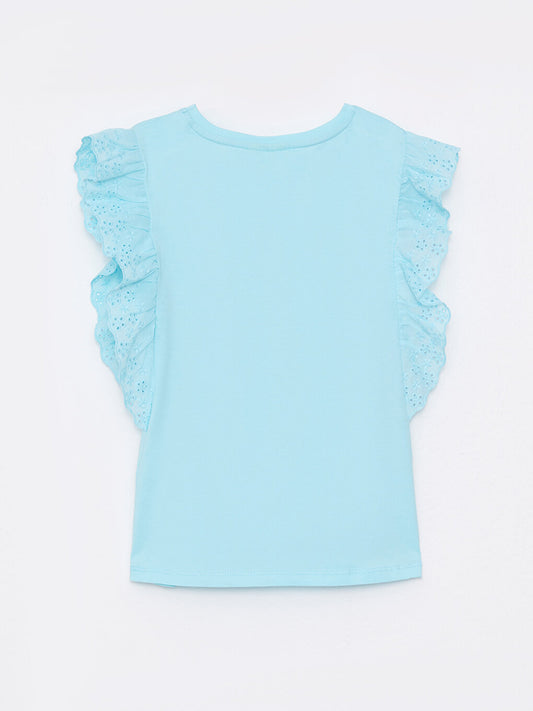 Crew Neck Basic Short Sleeve Girl's Blouse