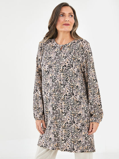 Crew Neck Patterned Long Sleeve Women's Tunic