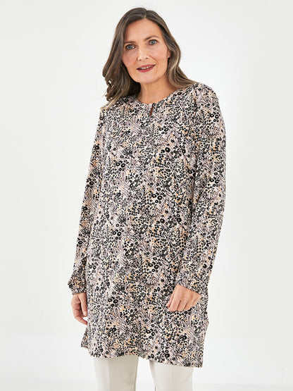 Crew Neck Patterned Long Sleeve Women's Tunic