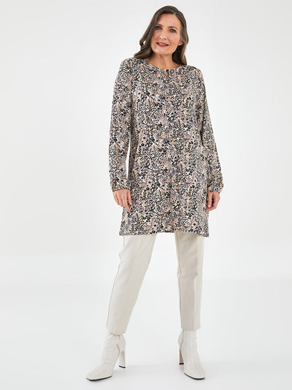 Crew Neck Patterned Long Sleeve Women's Tunic