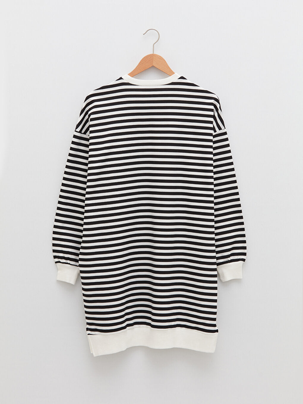 Crew Neck Striped Long Sleeve Oversize Cotton Women's Sweatshirt Tunic