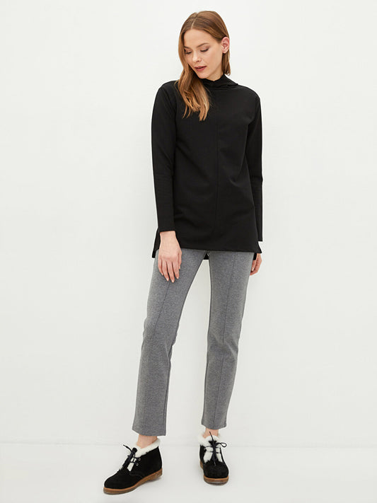 Women's Sweatpants with Elastic Waist and Flat Pocket Detail