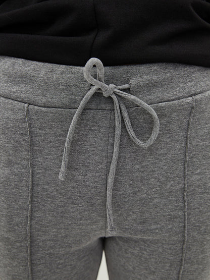 Women's Sweatpants with Elastic Waist and Flat Pocket Detail