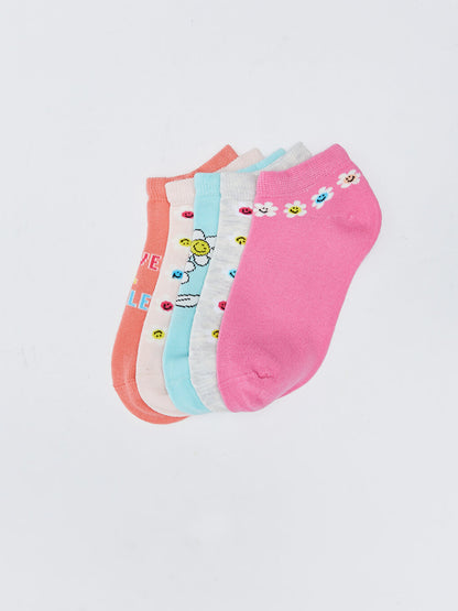 Patterned Girl's Booties Socks 5-pack