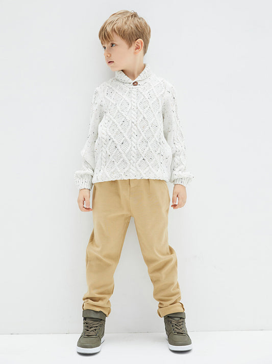 Basic Boy's Trousers with Elastic Waist