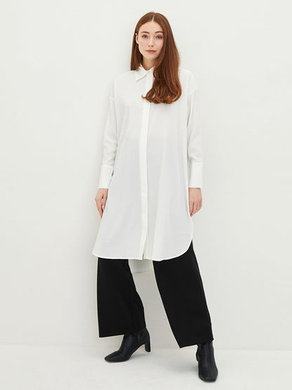 Plain Long Sleeve Oversize Women's Shirt Tunic