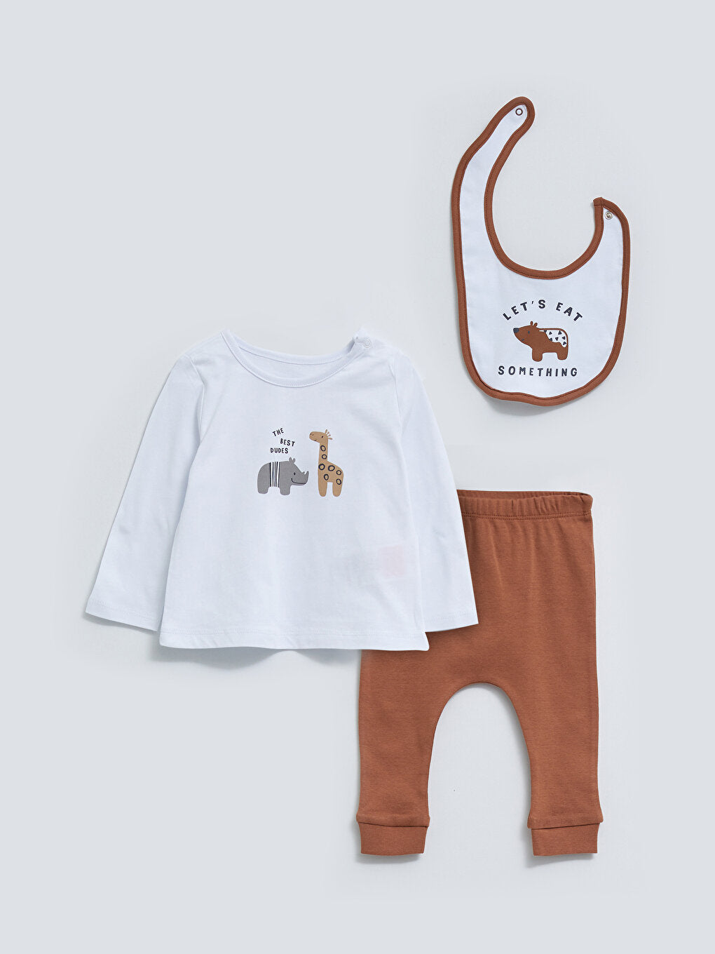 Crew Neck Long Sleeve Printed Baby Boy 3-Piece Set