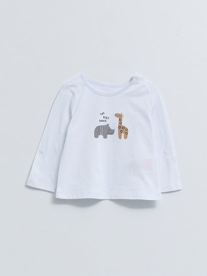 Crew Neck Long Sleeve Printed Baby Boy 3-Piece Set