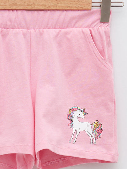 Printed Girls' Shorts with Elastic Waist