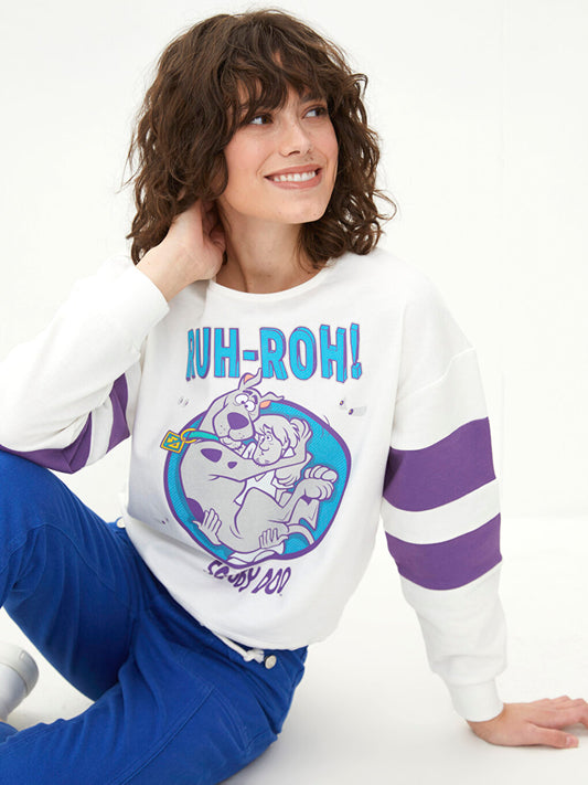 Crew Neck Scooby Doo Printed Long Sleeve Women's Sweatshirt