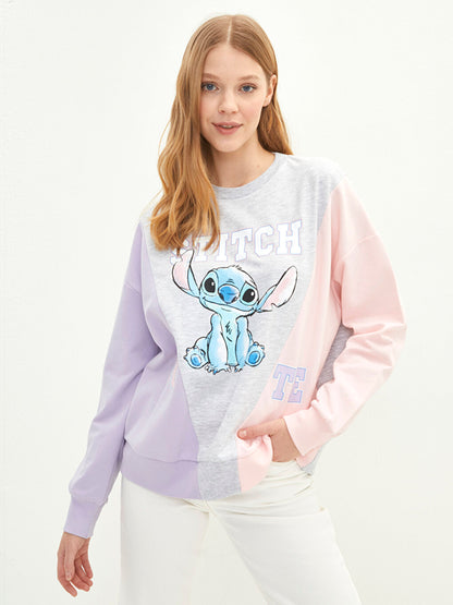 Crew Neck Lilo &amp; Stitch Printed Long Sleeve Women's Sweatshirt