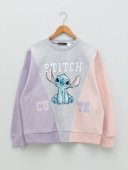 Crew Neck Lilo &amp; Stitch Printed Long Sleeve Women's Sweatshirt