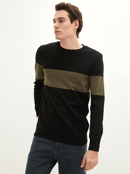 Crew Neck Long Sleeve Men's Knitwear Sweater