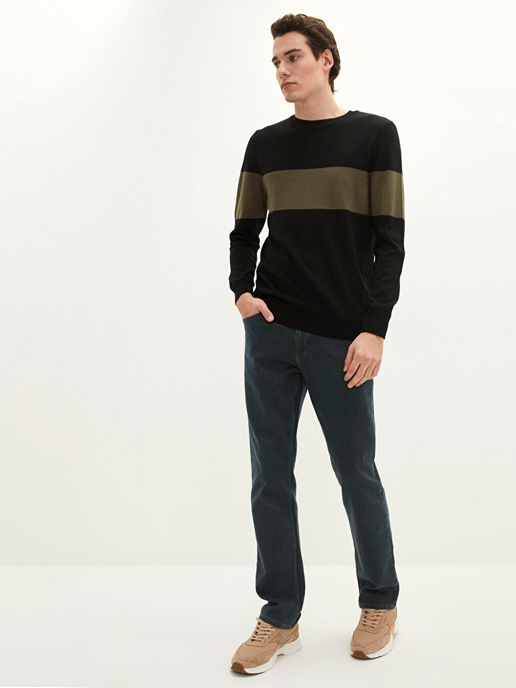 Crew Neck Long Sleeve Men's Knitwear Sweater