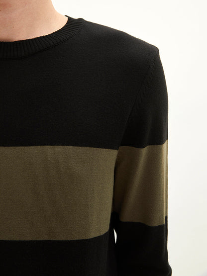 Crew Neck Long Sleeve Men's Knitwear Sweater