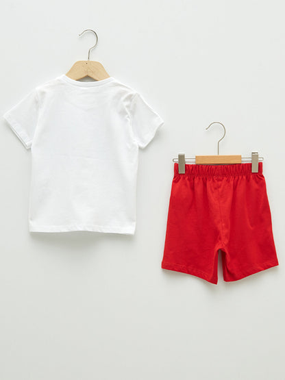 Crew Neck Short Sleeve Printed Baby Boy T-Shirt and Shorts 2-Piece Set