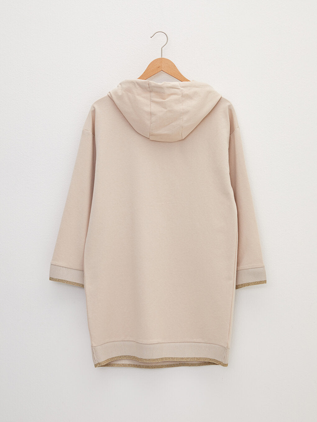 Hooded Plain Long Sleeve Oversize Women's Sweatshirt Tunic