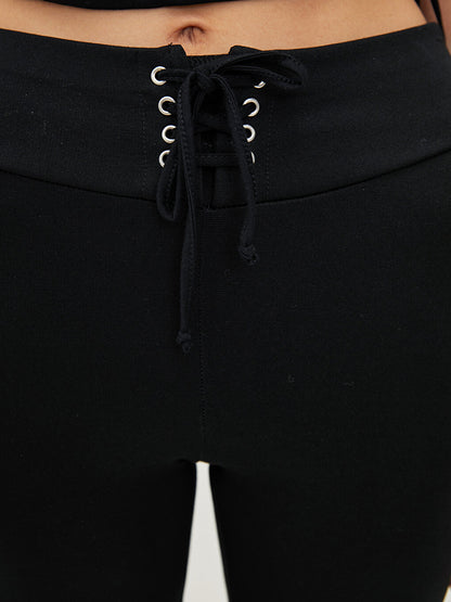 Women's Leggings with Elastic Waist and Tie Detail