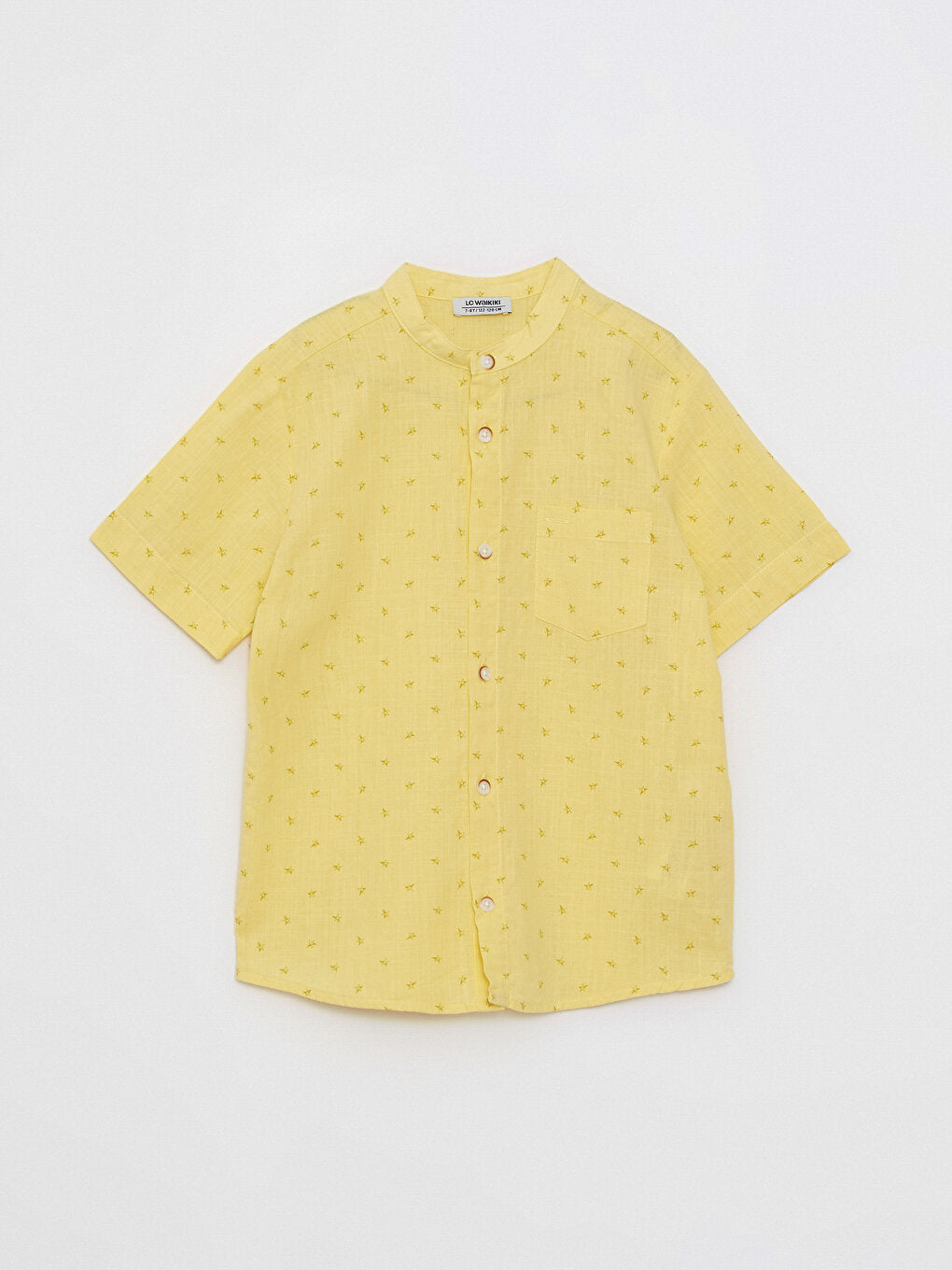 Magnificent Collar Patterned Short Sleeve Poplin Boy's Shirt