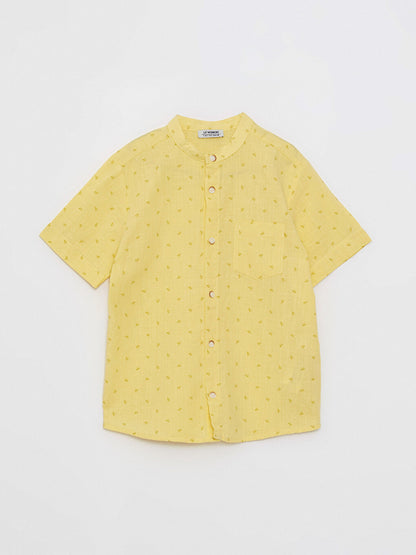 Magnificent Collar Patterned Short Sleeve Poplin Boy's Shirt