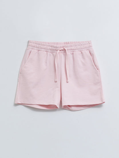 Women's Shorts with Elastic Waist and Flat Pocket Detail