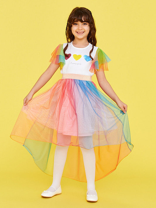 Colorful Tulle Girl's Skirt with Elastic Waist