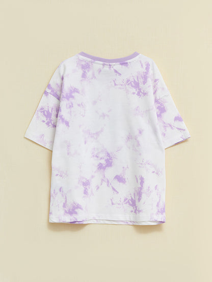 Crew Neck Printed Short Sleeve Cotton Girls' T-Shirt