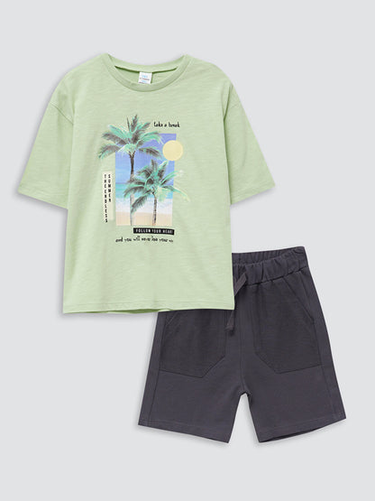 Crew Neck Short Sleeve Baby Boy T-Shirt and Shorts Set of 2