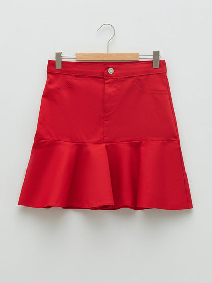 Basic Ruffle Detailed Gabardine Girl's Skirt