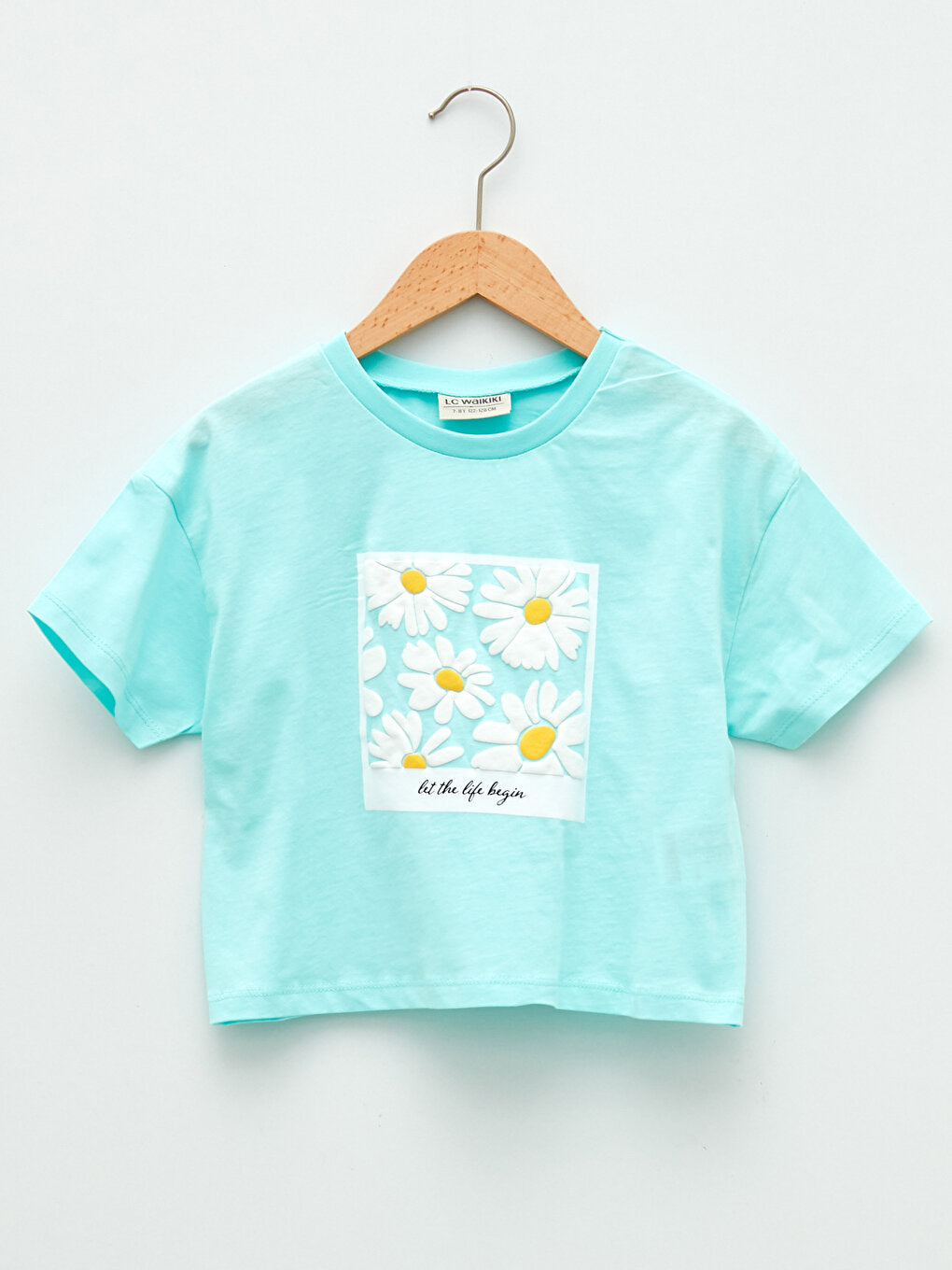 Crew Neck Printed Short Sleeve Cotton Girls' T-Shirt