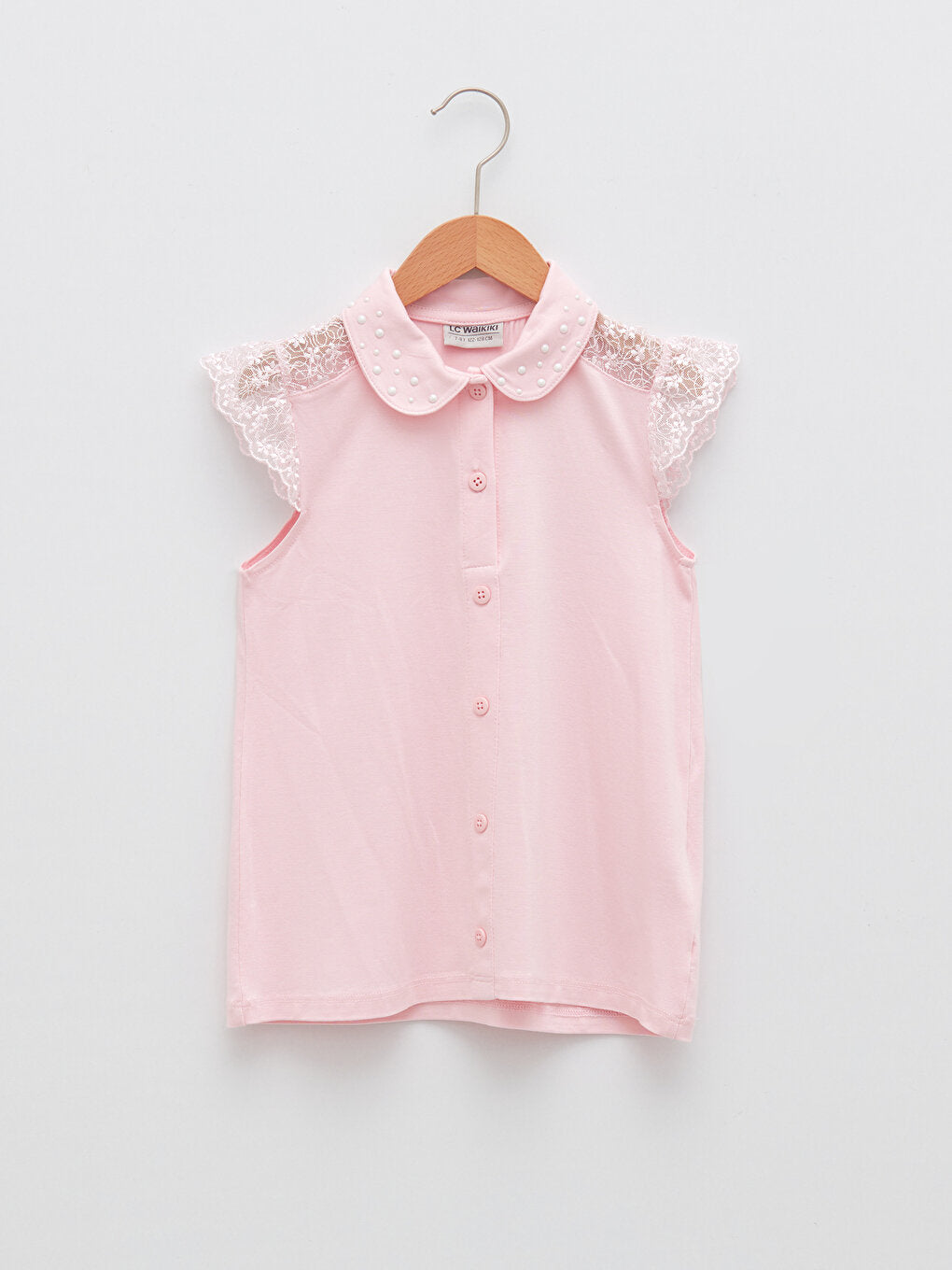 Lace Detailed Short Sleeve Girl's Blouse